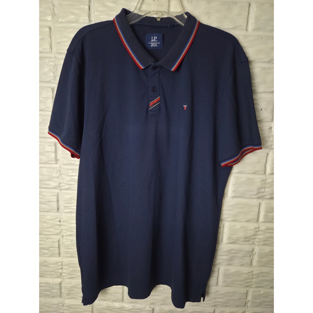 LP Louis Philippe polo shirt Finest Quality Navy Blue Men's size 2XL Stretch